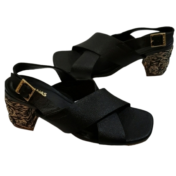 Kaanas~Size 6~Black Leather Sandals Java-Blk. - Picture 8 of 11